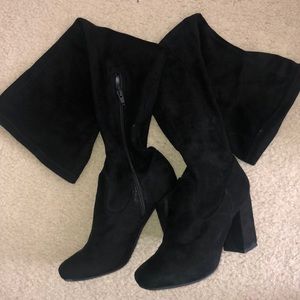 Over the knee high black boots